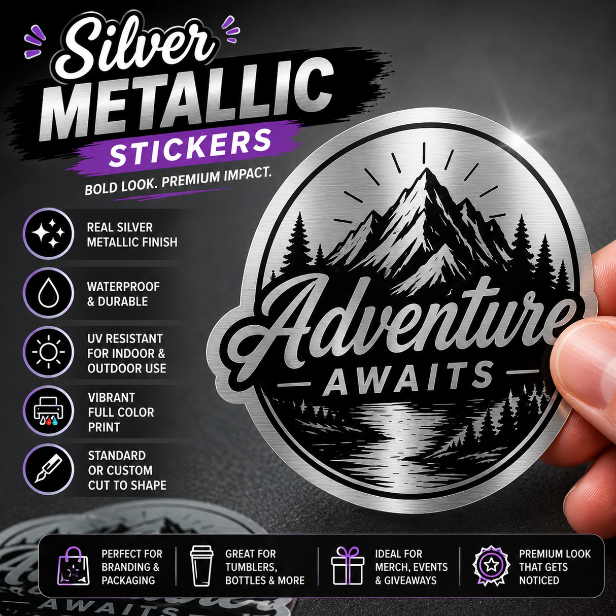 Silver Metallic Stickers