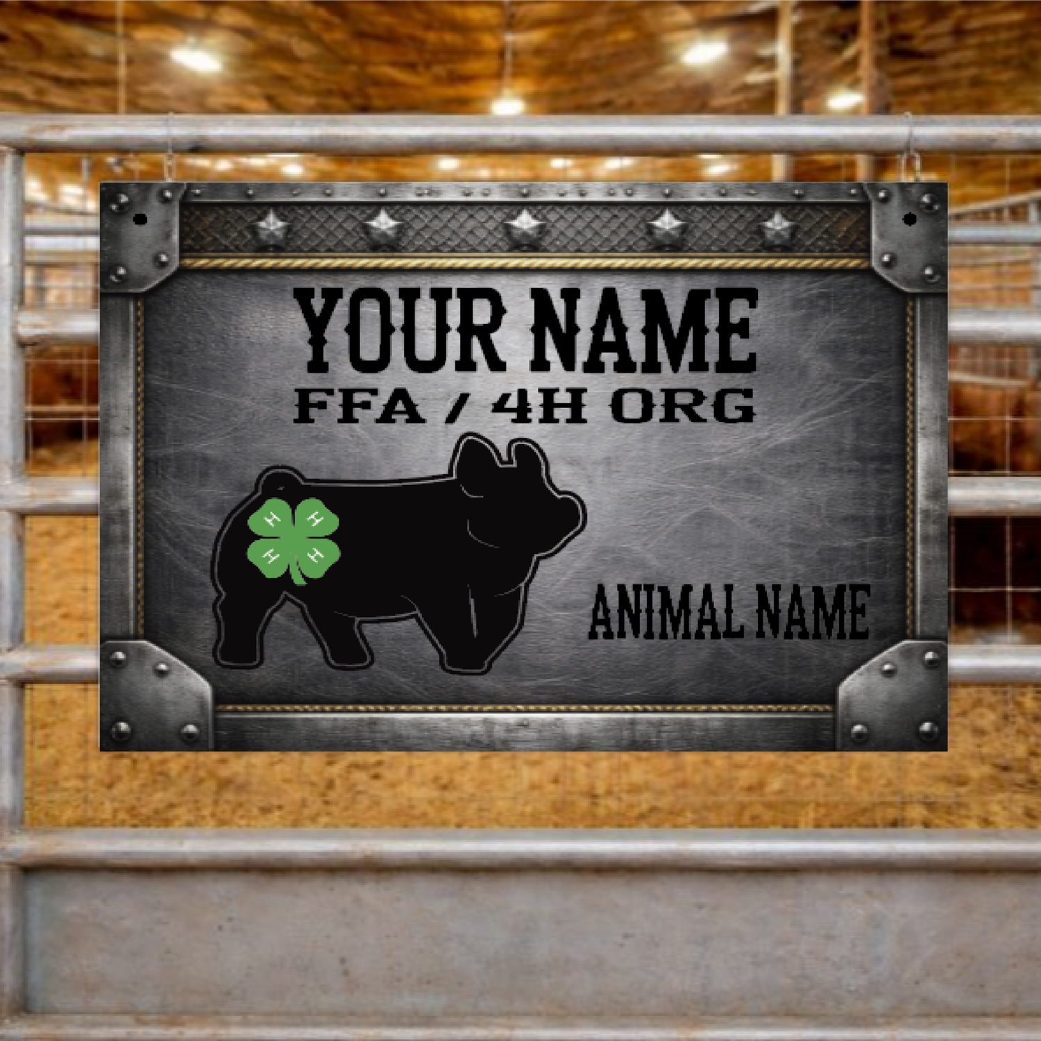 Show Animal Stall Sign - Metal Look