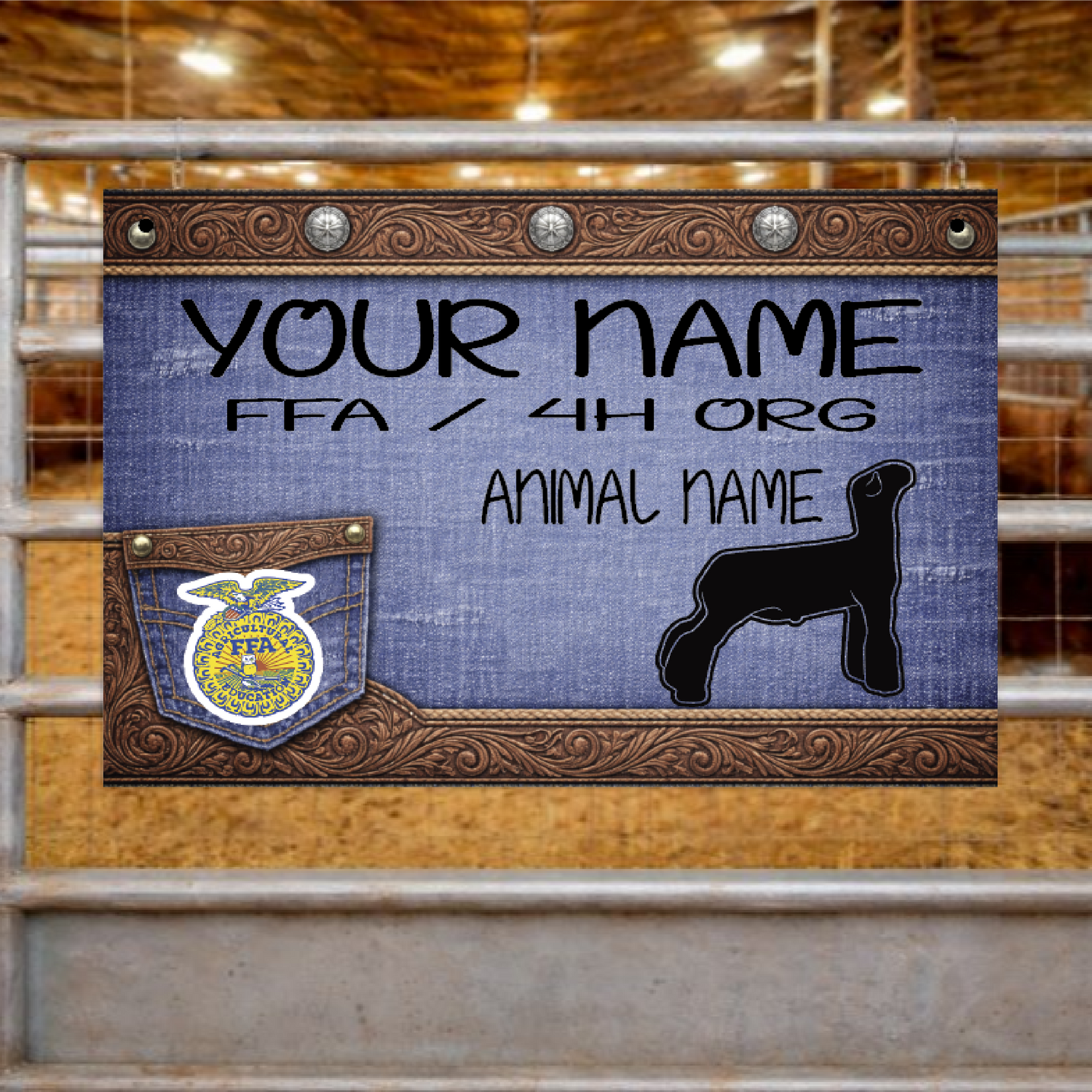 Show Animal Stall Sign - Denim Look